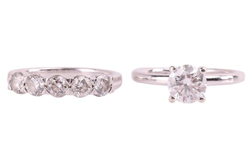 Lot 6 - Two laboratory grown diamond rings; A...
