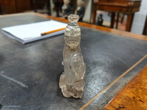 Lot 76 - A Chinese-carved rock crystal snuff flask and...