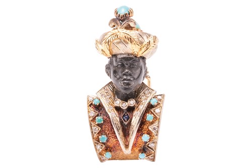 Lot 104 - A gem-set Blackamoor brooch, depicting a bust...