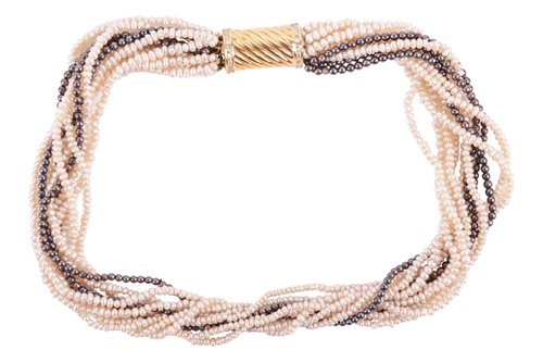 Lot 107 - A cultured pearl torsade necklace with a...