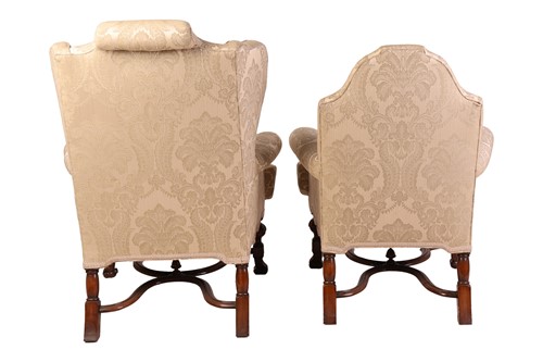 Lot 125 - A pair of Queen Anne-style wing-backed "Lords...
