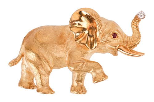 Lot 102 - An elephant brooch by George Lederman,...