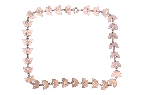 Lot 195 - A Danish enamelled butterfly choker necklace,...