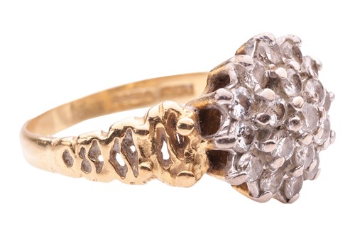 Lot 156 - A Modernist-style diamond cluster ring in 18ct...
