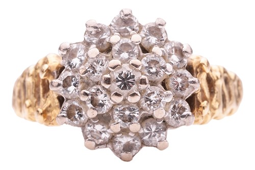 Lot 156 - A Modernist-style diamond cluster ring in 18ct...