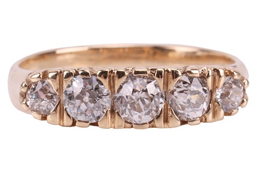 Lot 122 - An old-cut diamond half-hoop ring in 9ct gold,...