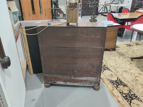 Lot 123 - A George I and later oak writing bureau, the...