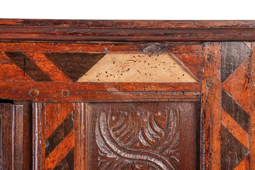 Lot 118 - A part 17th century oak Dole cupboard, with a...