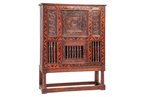 Lot 118 - A part 17th century oak Dole cupboard, with a...