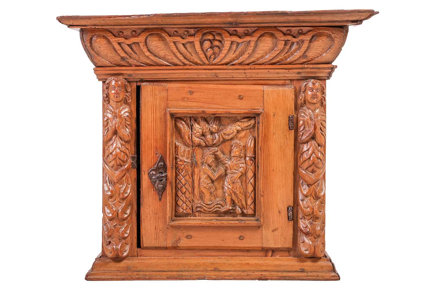 Lot 94 - A 16th/17th pine single-door wall cupboard,...