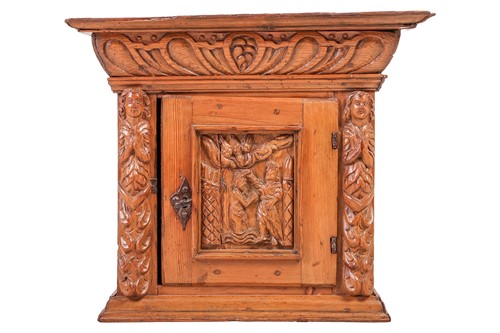 Lot 94 - A 16th/17th pine single-door wall cupboard,...