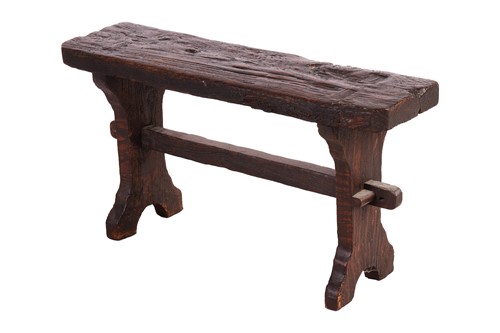 Lot 117 - A primitive vernacular oak/elm form stool,...