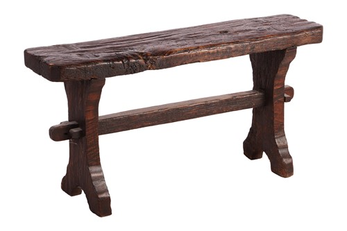 Lot 117 - A primitive vernacular oak/elm form stool,...