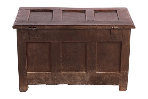 Lot 124 - A Charles II small, Child's three-panel oak...