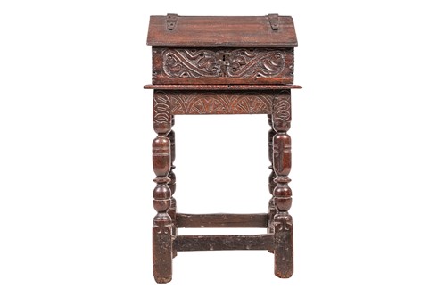 Lot 105 - A Charles I oak joint stool with a single...