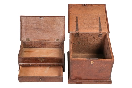 Lot 72 - An early 18th-century oak deed box with a...
