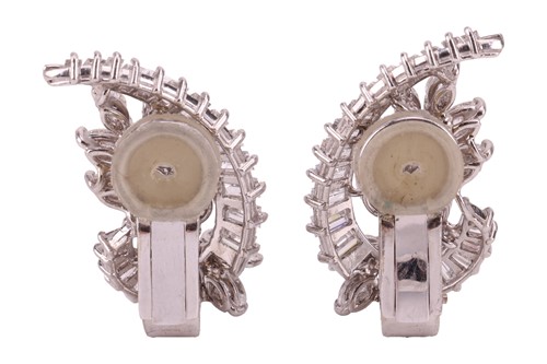 Lot 100 - A pair of diamond cluster clip-on earrings,...