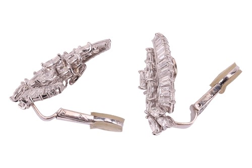 Lot 100 - A pair of diamond cluster clip-on earrings,...