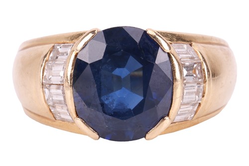 Lot 119 - A sapphire and diamond dress ring, consisting...
