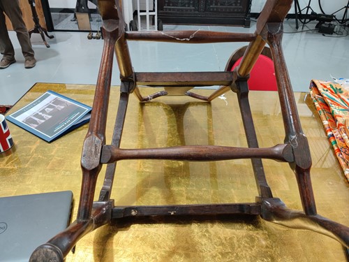Lot 73 - A Queen Anne red walnut side chair with shaped...