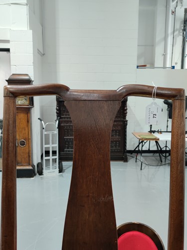 Lot 73 - A Queen Anne red walnut side chair with shaped...