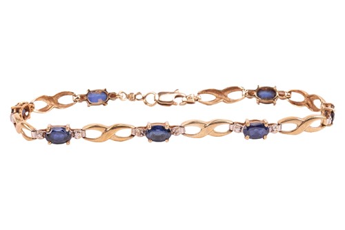 Lot 132 - A sapphire bracelet, six oval sapphires...