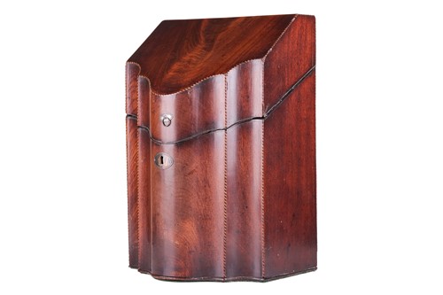 Lot 129 - A George III serpentine-fronted knife box with...