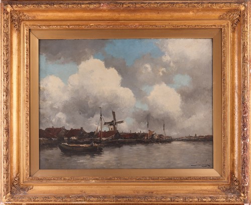 Lot 31 - Jan Van Couver (Dutch, 1836 - 1909) A Harbour...