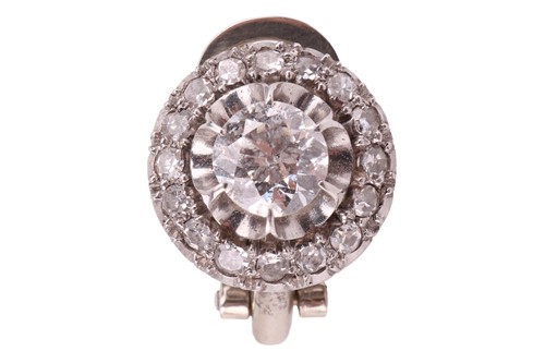 Lot 143 - A diamond cluster single earring, centred with...