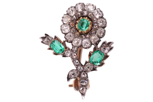 Lot 56 - A Victorian emerald and diamond-set brooch,...
