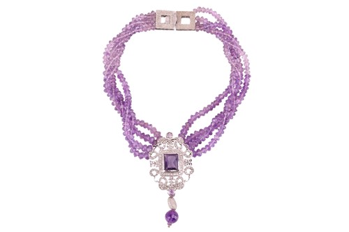 Lot 181 - A gem-set choker necklace, composed of an...