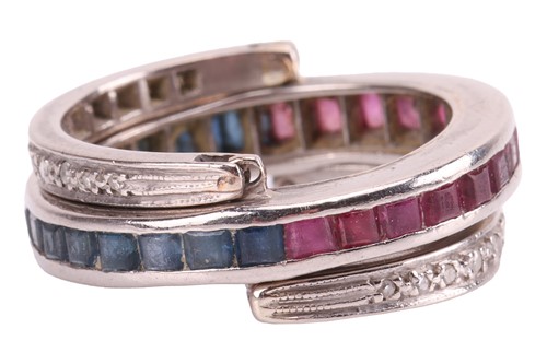 Lot 199 - A sapphire, ruby and diamond ‘Day and Night’...