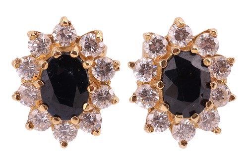Lot 160 - A pair of gem-set floral cluster earrings,...