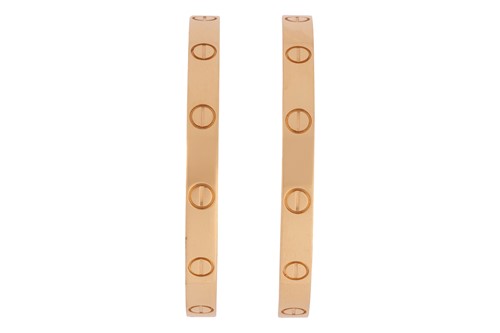 Lot 169 - Cartier - a pair of 'LOVE' earrings in 18ct...