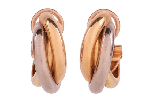 Lot 175 - Cartier - a pair of Trinity hoop earrings in...