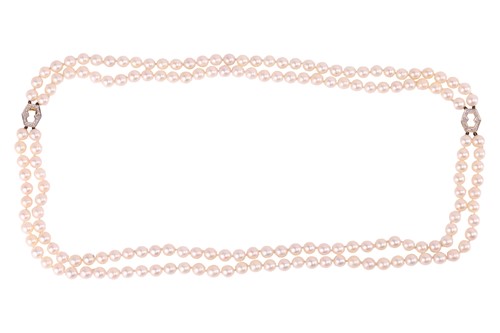 Lot 188 - A double-row cultured pearl necklace with...