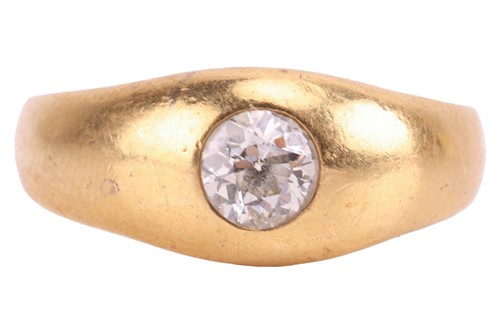 Lot 106 - A diamond-set gypsy ring, set with one central...