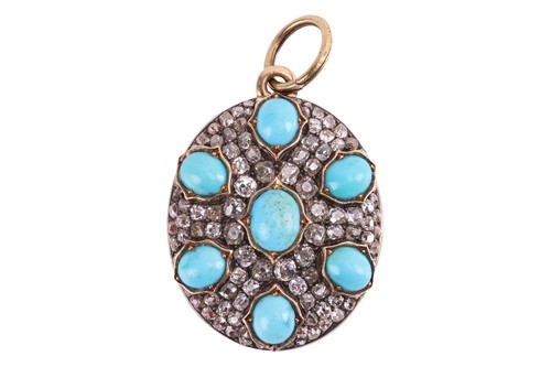 Lot 205 - A Victorian diamond and turquoise locket...