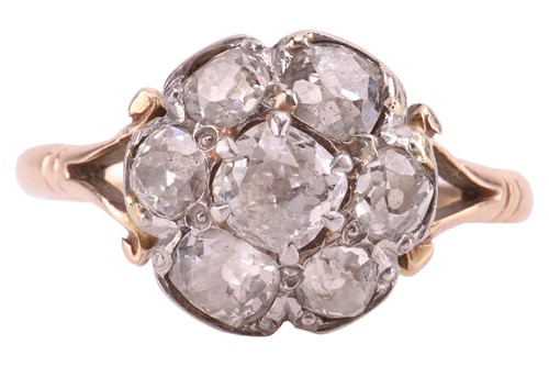 Lot 238 - A diamond cluster ring, of floral design set...