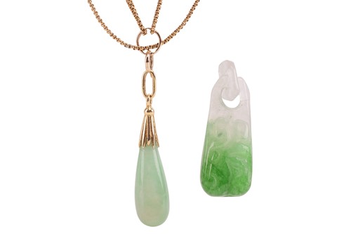 Lot 150 - A jade pendant on chain together with another...