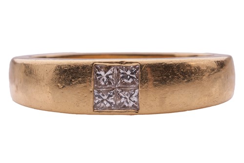 Lot 140 - A gentleman’s diamond set band ring, estimated...