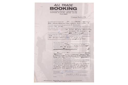 Lot 6 - The Smiths: the original live booking contract...
