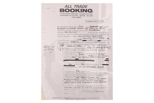 Lot 22 - The Smiths: the original live booking contract...