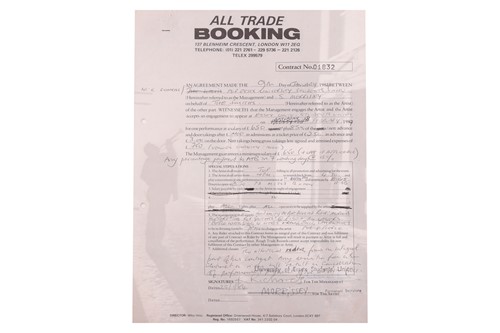 Lot 68 - The Smiths: the original live booking contract...