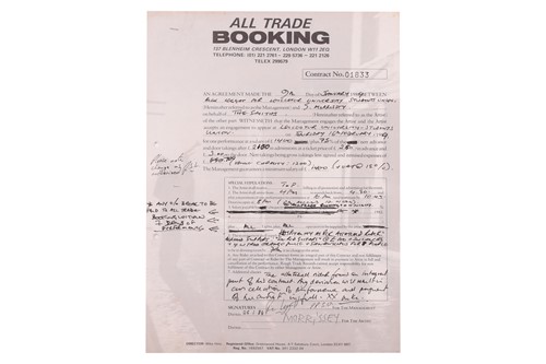 Lot 71 - The Smiths: the original live booking contract...