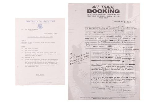 Lot 87 - The Smiths: the original live booking contract...