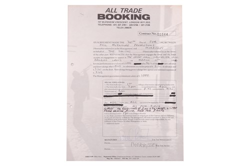 Lot 86 - The Smiths: the original live booking contract...