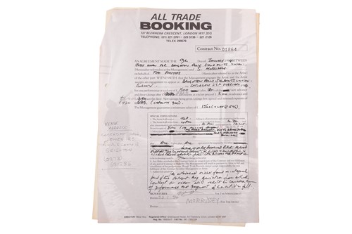 Lot 30 - The Smiths: the original live booking contract...