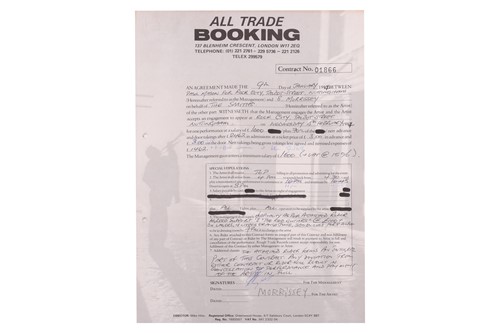 Lot 31 - The Smiths: the original live booking contract...