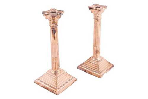 Lot 327 - A pair of silver Corinthian column...